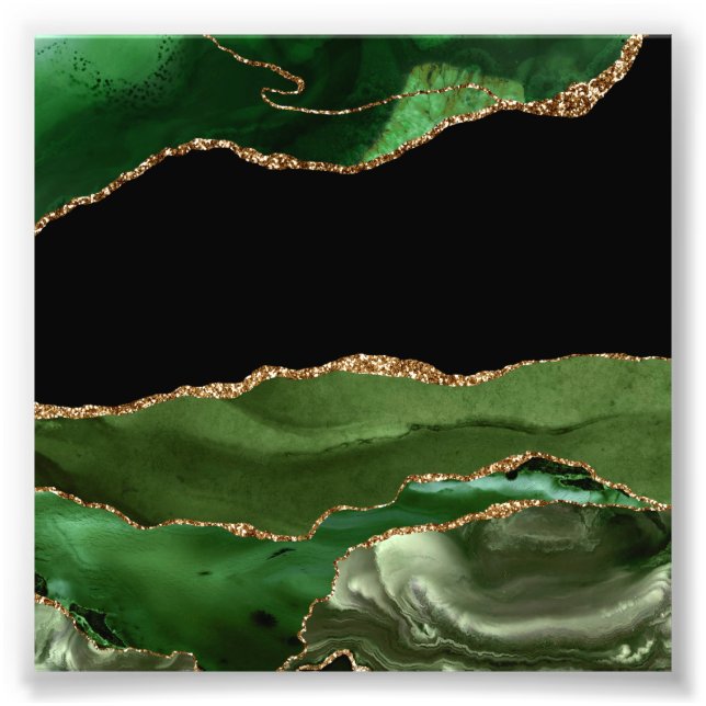 Impression Photo Faux Emerald Green Marbled Agate (Devant)