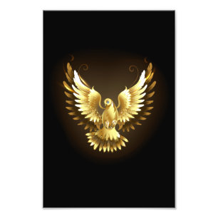 Impression Photo Faux Gold Foil Peace Dove en noir