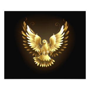 Impression Photo Faux Gold Foil Peace Dove en noir
