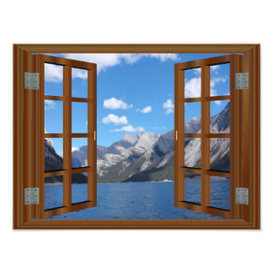Impression Photo Faux Window Rocky Mountain Lac paisible