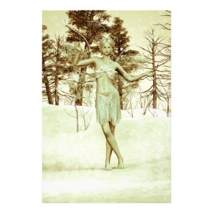 Impression Photo Fée de glace vintage dans une forêt hivernale
