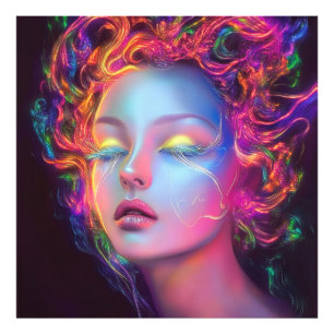 Impression Photo Femme Alien aux cheveux cosmiques