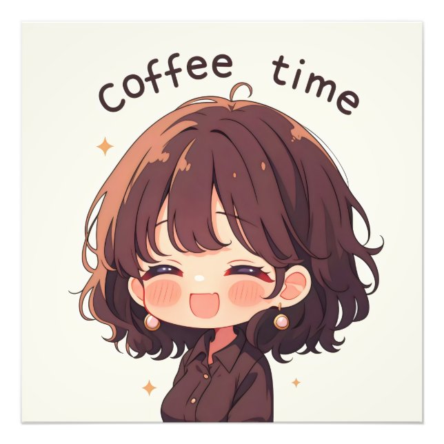 Impression Photo Femme Anime Coffee Time (Devant)