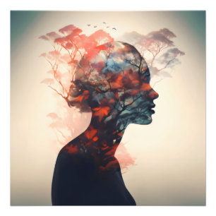 Impression Photo Femme Arbres Double Exposition
