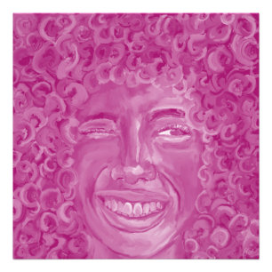 Impression Photo Femme aux cheveux bouclés en rose
