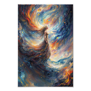 Impression Photo Femme céleste dans l'art cosmos de feu