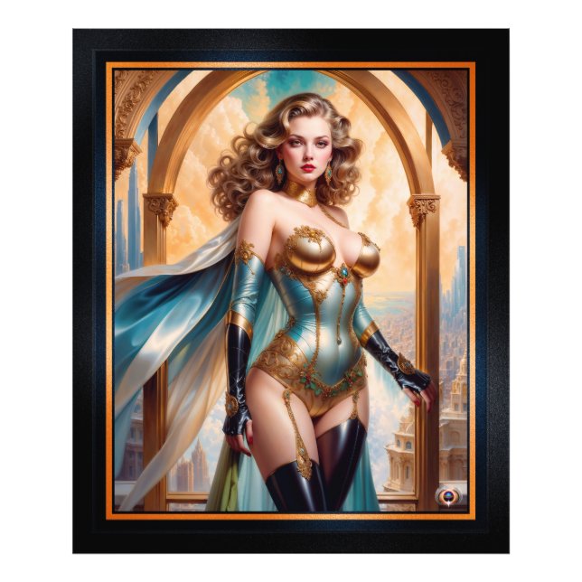 Impression Photo Femme dans l'opulent or turquoise Attrait par Xzen (Devant)