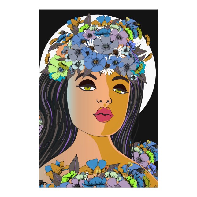 Impression Photo Femme florale Couronne de fleurs (Devant)