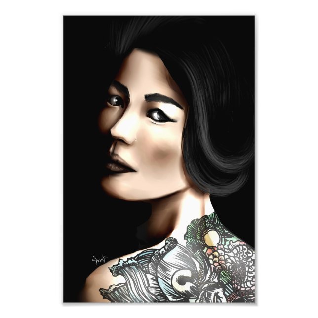 Impression Photo Femme japonaise tatouée (Devant)