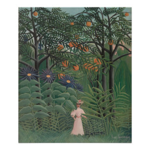 Impression Photo Femme marchant dans une forêt exotique, Henri Rous
