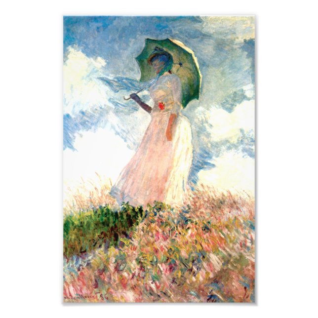 Impression Photo Femme Monet avec un parasol face à gauche (Devant)