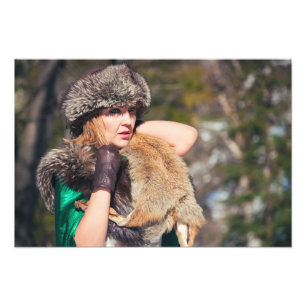 Impression Photo Femme rétro en hiver