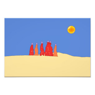 Impression Photo Femmes transportant de l'eau dans le désert de Tha