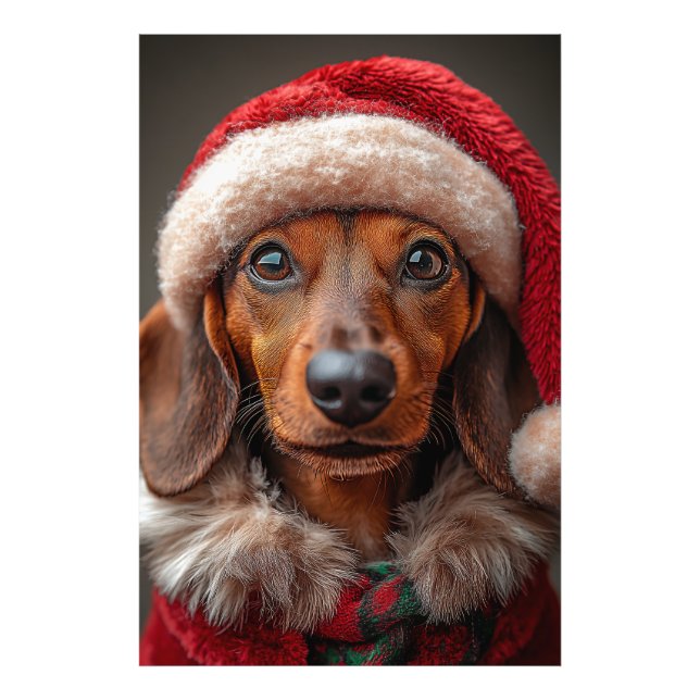 Impression Photo Festive Dachshund à Père Noël Attire (Devant)