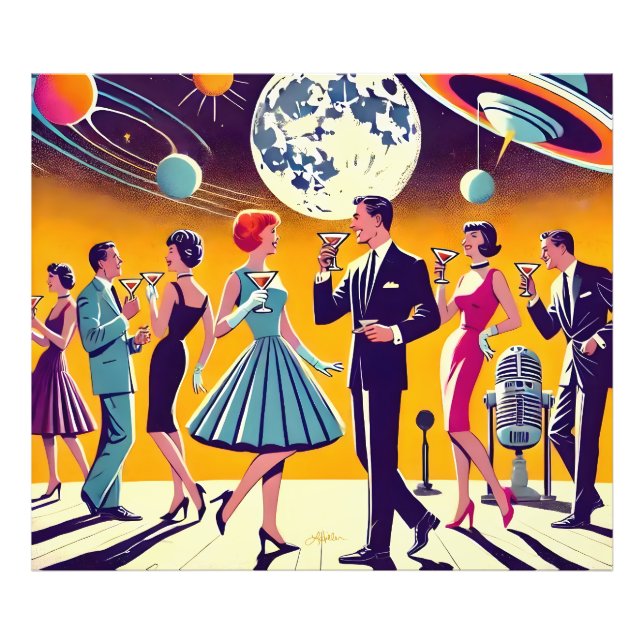Impression Photo Fête de Cocktail d'Ère Spatiale Milieu de Siècle 6 (Devant)