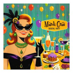 Impression Photo Fête de cocktail rétro Mardi Gras des années 50