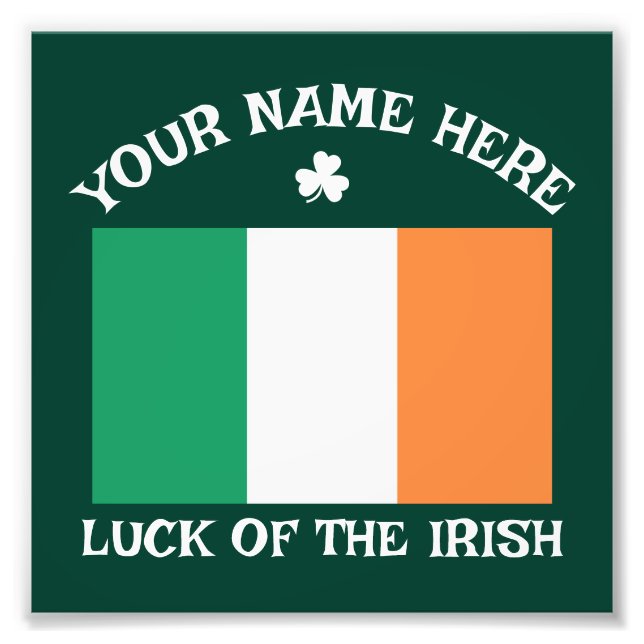 Impression Photo Fête de la Saint-Patrick Drapeau de l'Irlande Nom  (Devant)