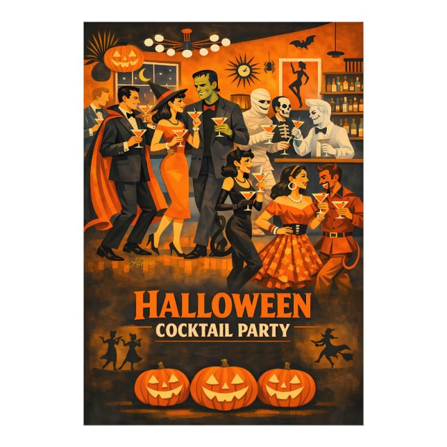Impression Photo Fête de martini Halloween Moderne du Milieu du Siè (Devant)