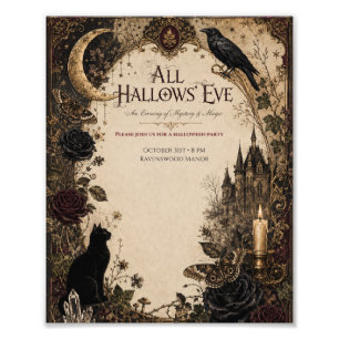 Impression Photo Fête d'Halloween pour adultes Corbeau, Clé Antique