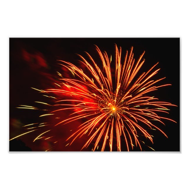 Impression Photo feu d'artifice rouge vif exposé dans le ciel noir (Devant)