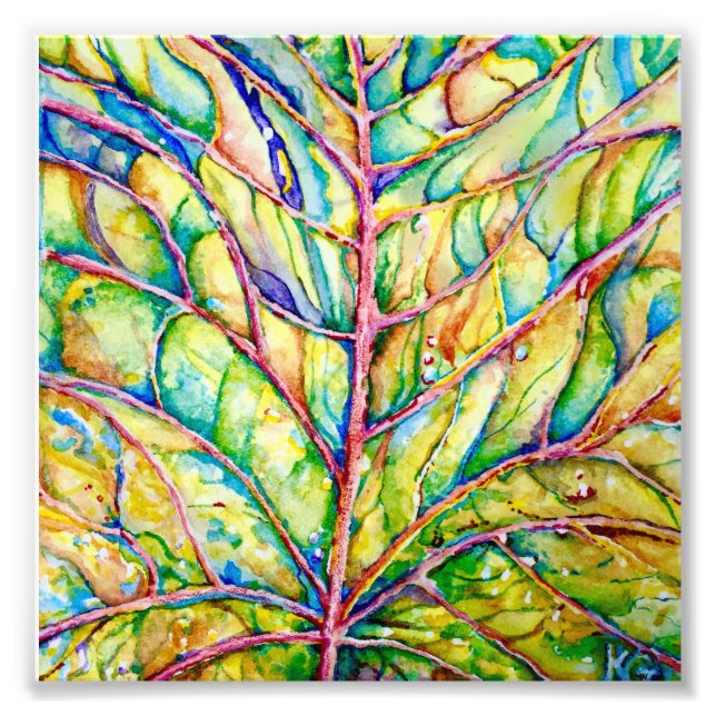 Impression photo feuille aquarelle (Devant)