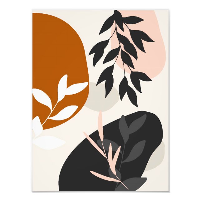 Impression Photo Feuilles Abstraits bohème beige (Devant)