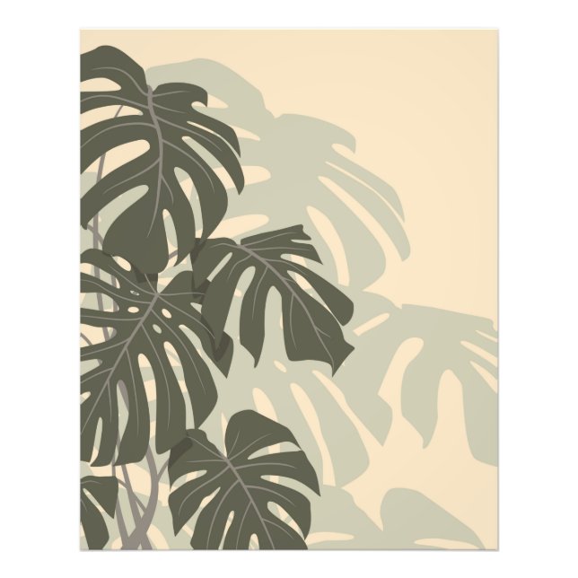 Impression Photo Feuilles Monstera (vert et sable) (Devant)