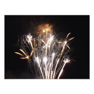 Impression Photo Feux d'artifice blancs et or II Célébration patrio