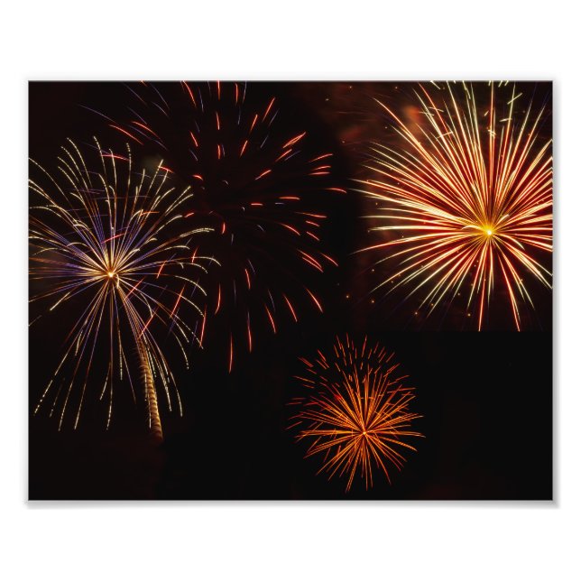 Impression Photo Feux d'artifice multiples contre le noir (Devant)