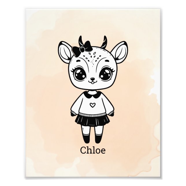Impression Photo Fille Antilope Adorable - Dessin Mignon à Croquer (Devant)