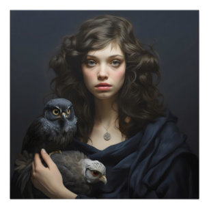 Impression Photo Fille aux oiseaux