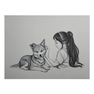 Impression Photo Fille avec le chien