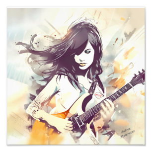 Impression Photo Fille avec musique rock vibes