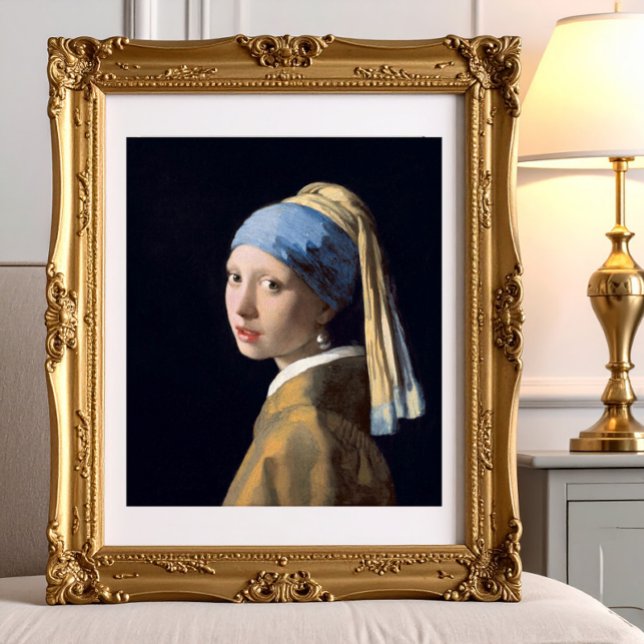 Impression Photo Fille avec perle à oreille 1665 Johannes Vermeer (Girl with a pearl earring)