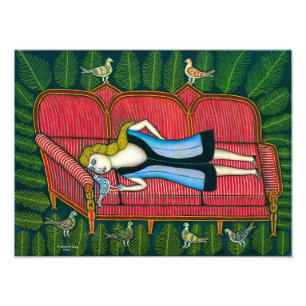 Impression Photo Fille avec pigeons Morris Hirshfield