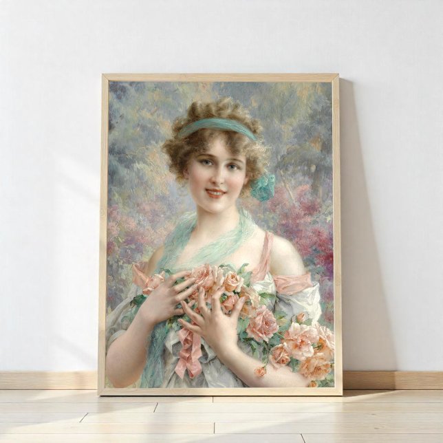 Impression Photo Fille avec roses par Emile Vernon (Créateur téléchargé)