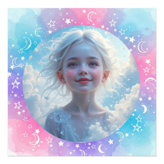 Impression Photo Fille bébé personnalisée - Pastel Aquarelle Étoile