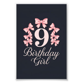 Impression Photo Fille d'anniversaire de 9 ans