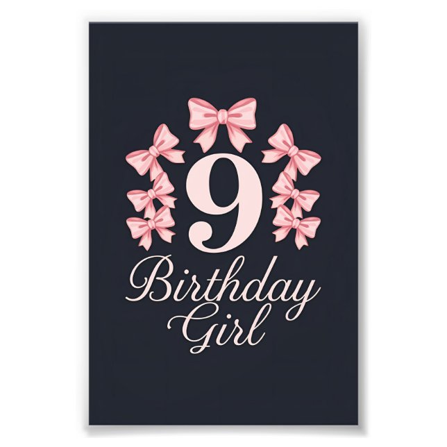 Impression Photo Fille d'anniversaire de 9 ans (Devant)