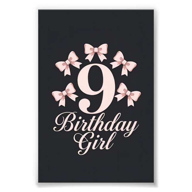 Impression Photo Fille d'anniversaire de 9 ans (Devant)