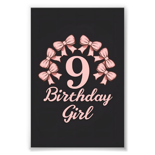 Impression Photo Fille d'anniversaire de 9 ans (Devant)