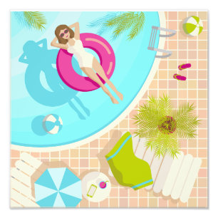 Impression Photo Fille de piscine en bikini plage d'été