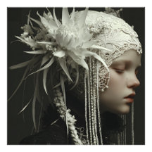 Fille de porcelaine Portrait de Coiffe Florale en