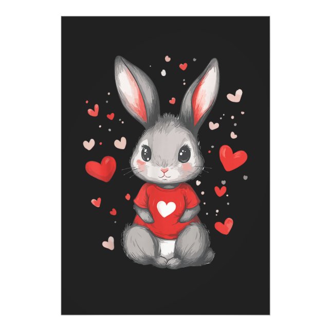 Impression Photo Fille du cœur amoureuse de lapin (Devant)