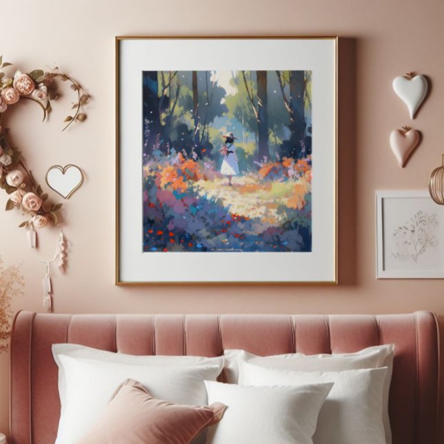 Impression Photo Fille en forêt Anime Impressionnisme (Créateur téléchargé)