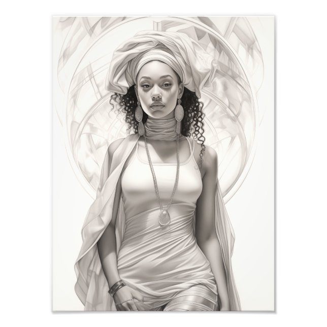 Impression Photo Fille exotique sur un canapé (Devant)