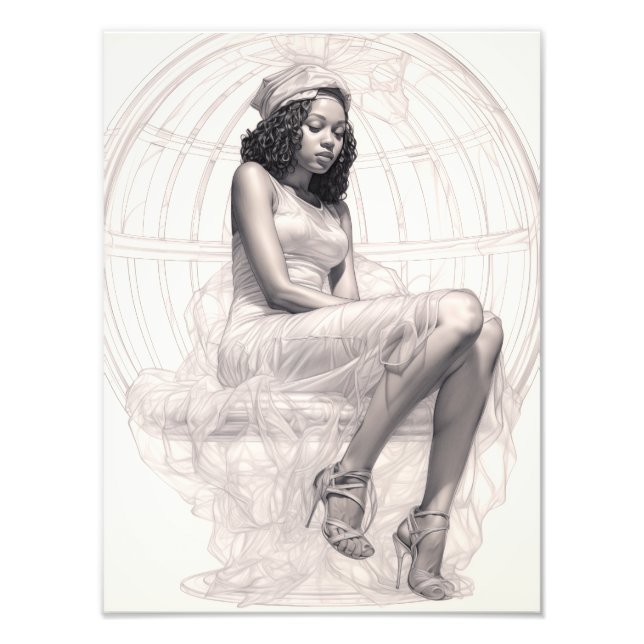 Impression Photo Fille exotique sur un canapé (Devant)