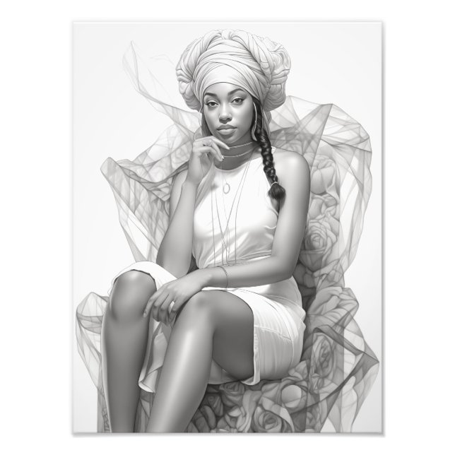 Impression Photo Fille exotique sur un canapé (Devant)