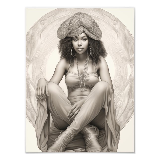 Impression Photo Fille exotique sur un canapé (Devant)