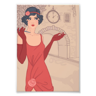 Impression Photo Fille Flapper illustrée